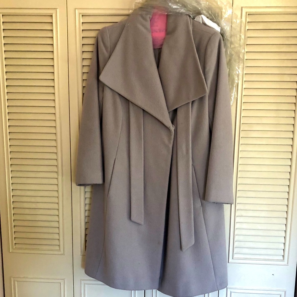 Tahari Periwinkle Belted Winter Pea Coat